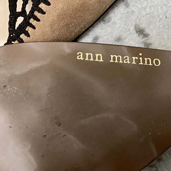 Ann Marino Boho Minimalist Hot Suede Leather Crochet Pumps Heels Shoes  … - Picture 8 of 9